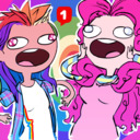 blog logo of Ask Human Pinkie Pie and Rainbow Dash